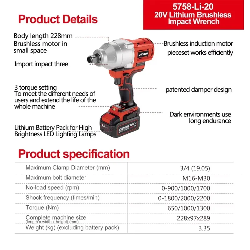 Chiave a impulsi Devon 20V a g - Power Tools Impact Wrench recensione e prezzo
